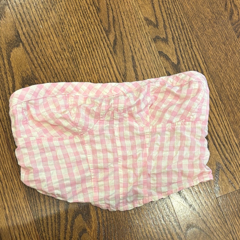 Free People Pink Checkered Crop Top